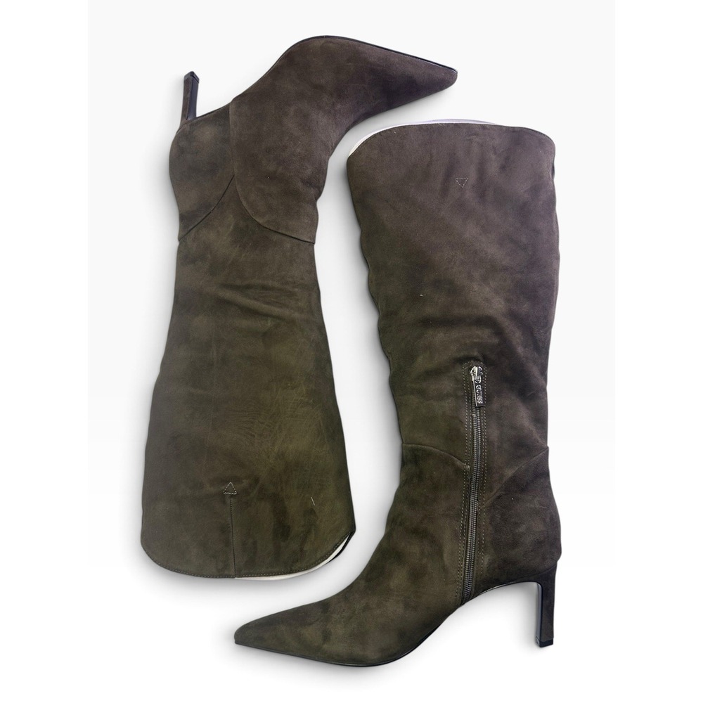GUESS Palisa Green Suede Knee High Boots Size 8.5 M WC Pointed Toe NWB - Picture 4 of 8